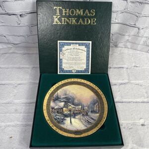Thomas Kinkade 2003 Village Christmas Collectors Plate COA‎ 10620A Vintage